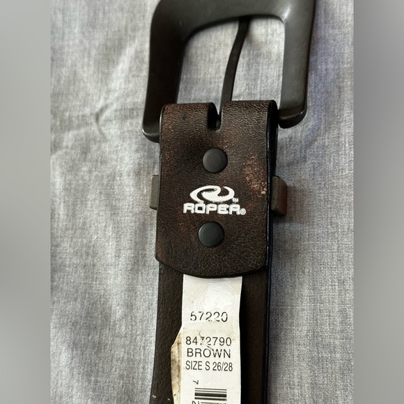 ROPER BELT Western Studded Gems Rockabilly Boho Leather Brown Distressed 26-28 - Picture 8 of 12